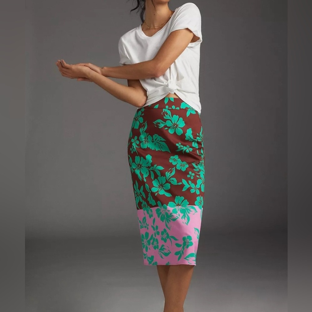 Anthropologie Corey Lynn Catler Tropical Floral Midi skirt xs